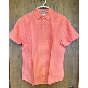Grayers Shirt Mens Medium Peach Gingham Short Sleeve Collared Button Up Pocket